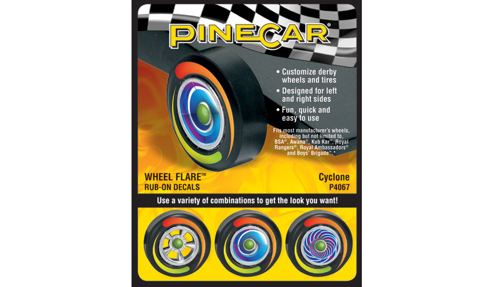 PineCar P4067 Cyclone Wheel Flare Rub-On Decals