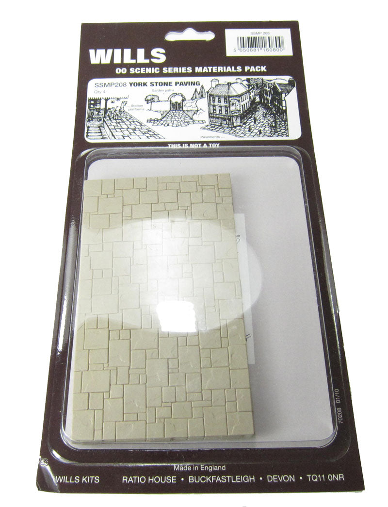 Wills Kits SSMP208 HO York Stone Paving Sheets (Pack of 4)