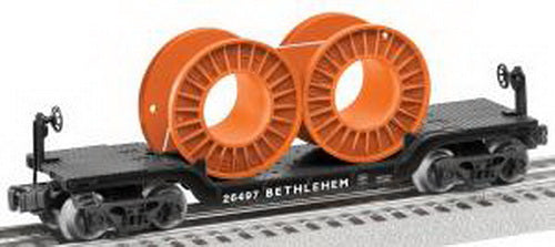 Lionel 6-26497 O Bethlehem Steel Depressed Flat w/Reels