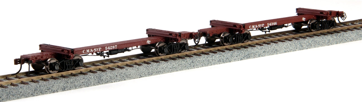 Rivarossi HR6173 HO Milwaukee Road Skeleton Log Car #54287,54346