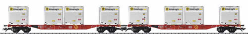 Trix 24110 HO Exclusive Type Sgns Flatcar with WoodTainer XS Load 2-Pack