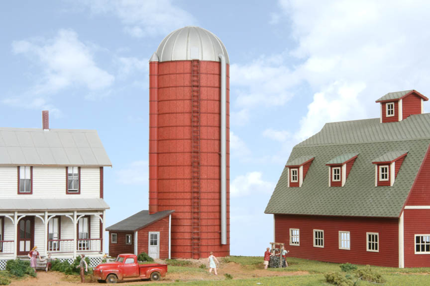 American Model Builders 190 HO Farm Silo with Shed Laser Art Building Kit