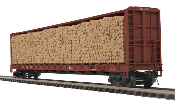 MTH 20-98850 O Gauge Southern Center Beam Flat Car w/ Log Load #118324