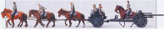 Preiser 16513 HO Horse Drawn Light Field Howitzer Plastic Figure Kit (Set of 15)