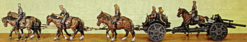 Preiser 16513 HO Horse Drawn Light Field Howitzer Plastic Figure Kit (Set of 15)