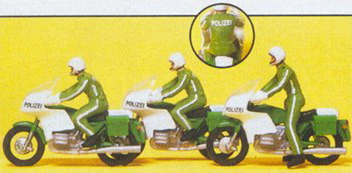 Preiser 10489 HO Motorcyclist Policemen Figures (Set of 3)
