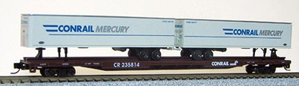 Con-Cor 14893 N 89' Conrail Flatcar with 2 Conrail Mercury Trailers