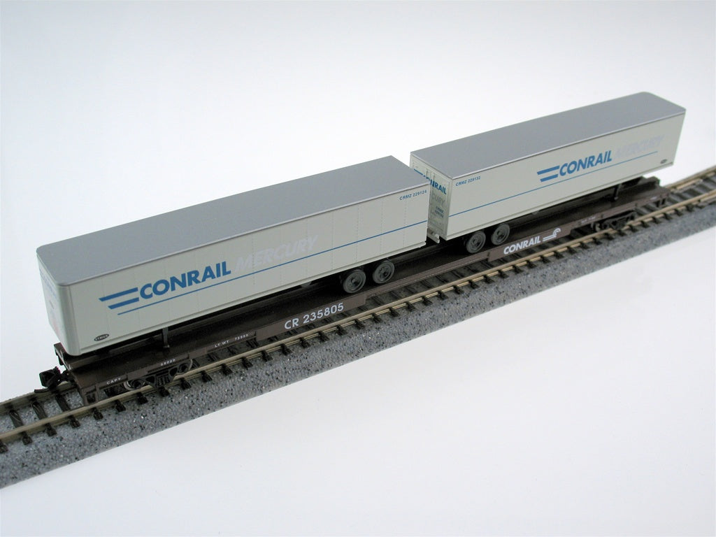Con-Cor 14893 N 89' Conrail Flatcar with 2 Conrail Mercury Trailers