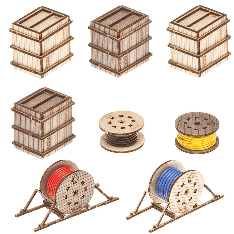 Faller 180617 HO Wood Crates & Cable Reels Kit