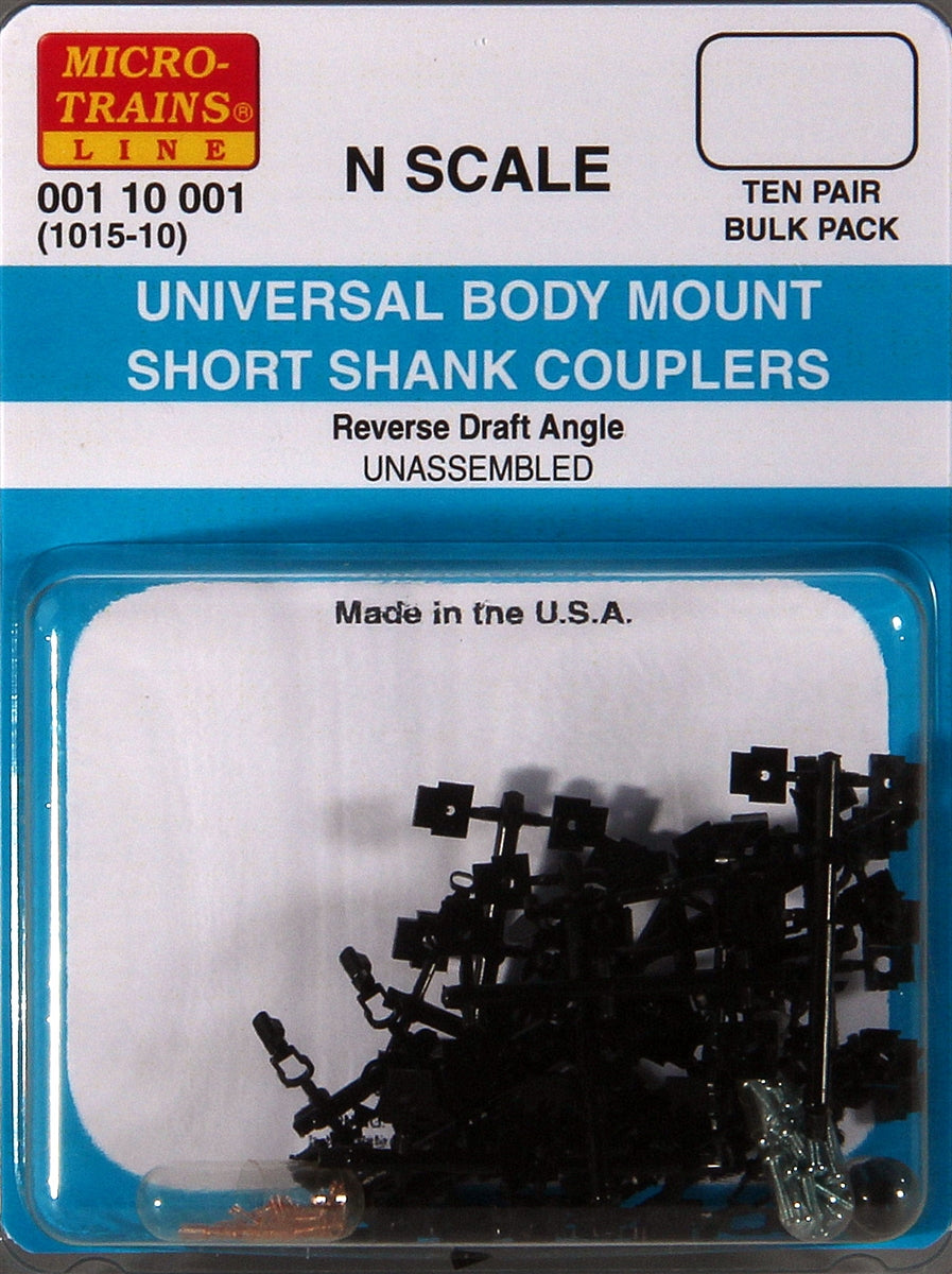 Micro-Trains 00110001 N Universal Body Mount Short Shank Couplers (Pack of 10)