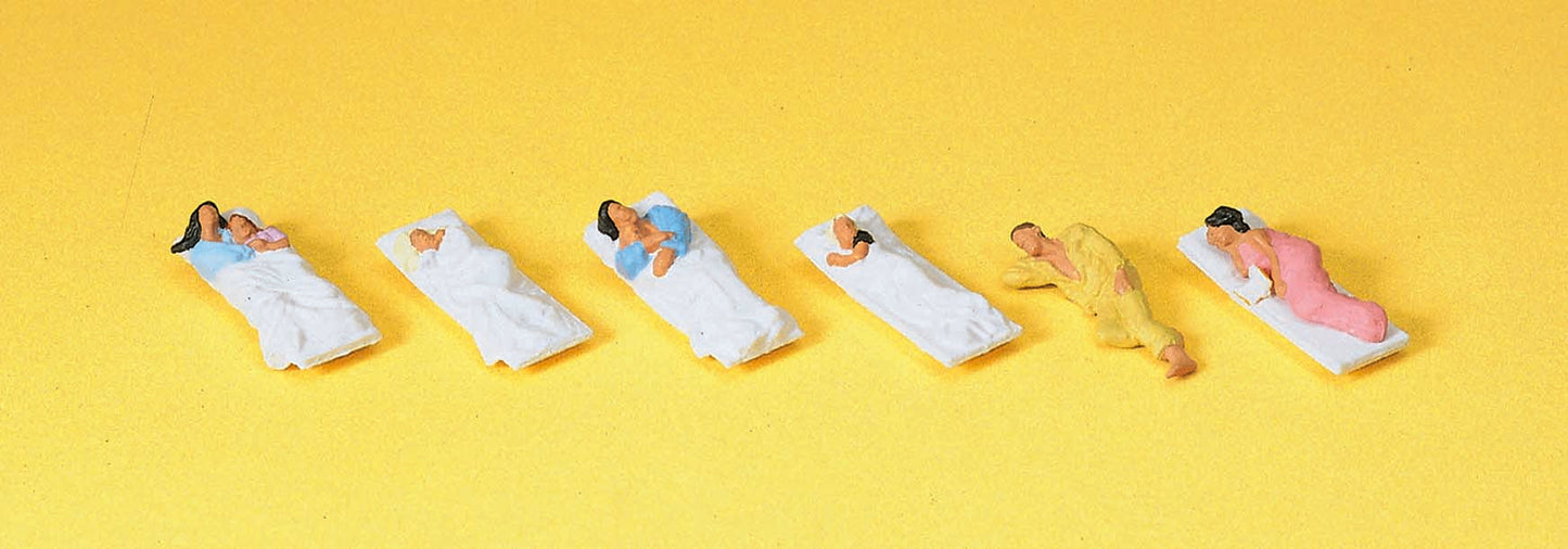 Preiser 10300 HO Scale Sleeping Passengers Figures (Set of 6)