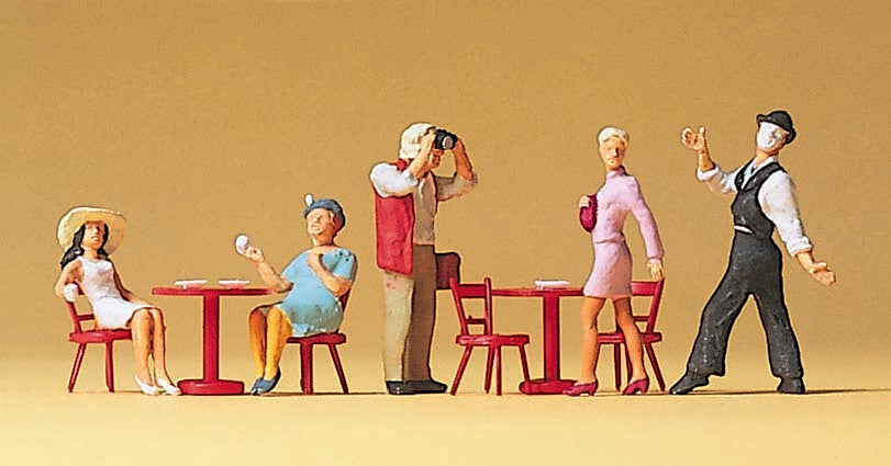 Preiser 10348 HO Pantomine & Guest In Cafe Figures (Set of 5)