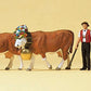 Preiser 10404 HO Swiss Dairymen with Cows Figures (Set of 5)