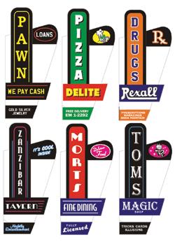 Miller Engineering 66822 Animated Sign Kit Downtown Series #1 - Right ...