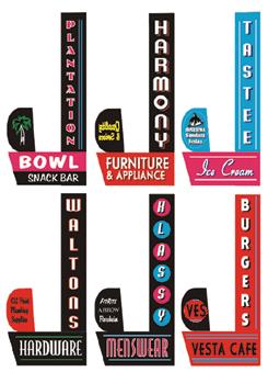 Miller Engineering 67812 Animated Sign Kit Downtown Series #2 - Right - Large