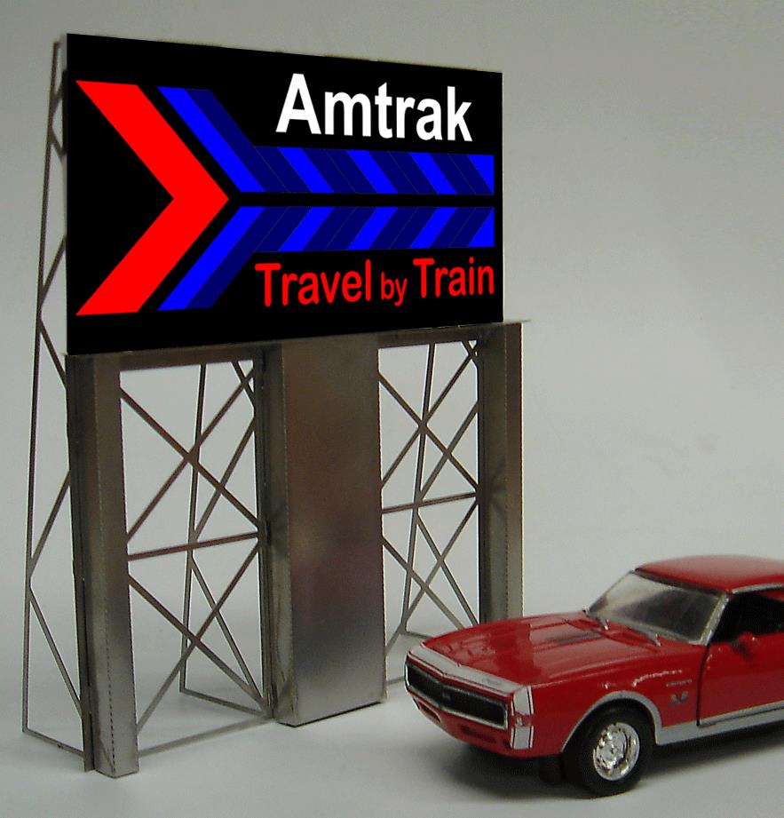 Miller Engineering 8281 HO/O Amtrak Travel by Train Animated Roadside Billboard