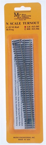 Micro Engineering 15-505 N Code 55 NS Rail # 6 Frog Left Hand Switch Turnout