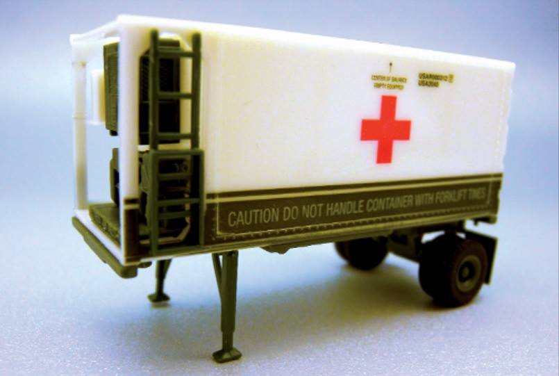 Trident Miniatures 90362 HO US/NATO Medical Corp 20' Reefer Container w/ Chassis