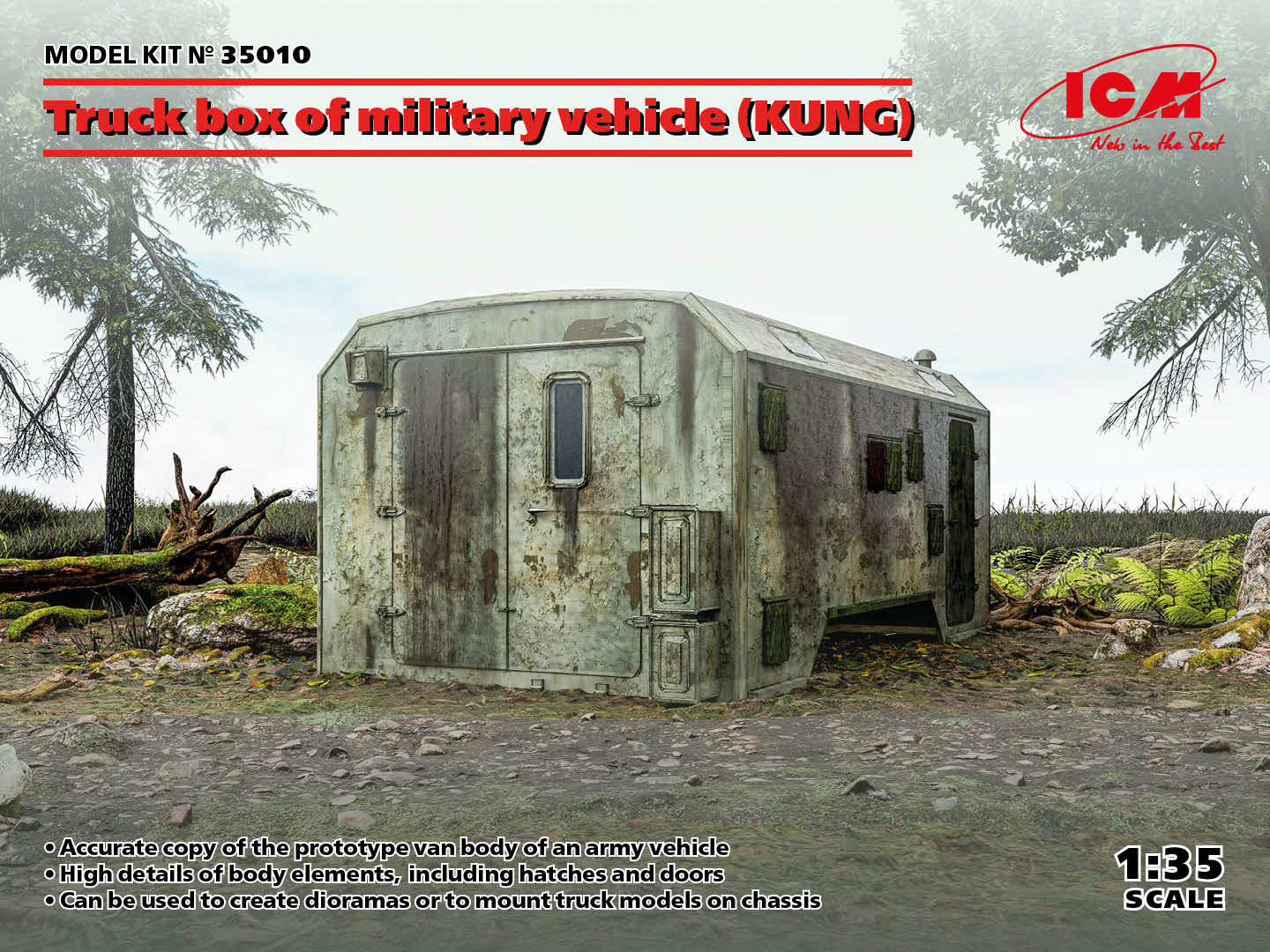 ICM 35010 1:35 Truck Box of Military Vehicle (Kung) Plastic Model Kit