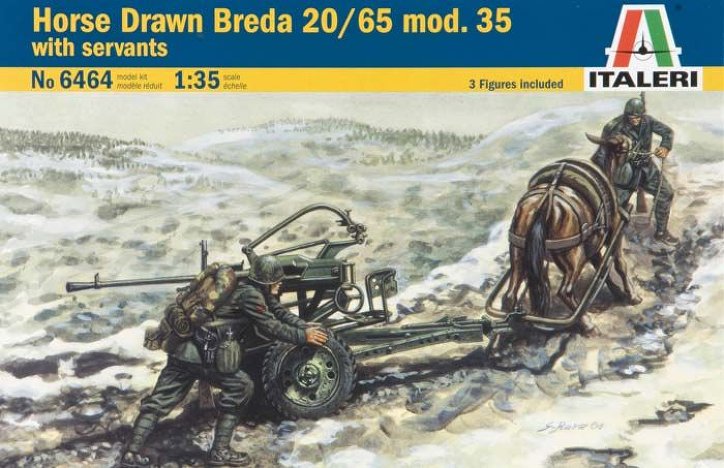 Italeri 6464 1:35 Horse Drawn Breda 20/65 with Servants Figure Kit