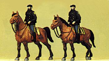 Preiser 10397 HO US Police Mounted On Horseback Figures (Set of 2)