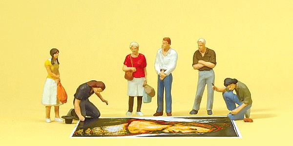 Preiser 10549 HO Pavement Artists & Bystanders Figures (Set of 6)