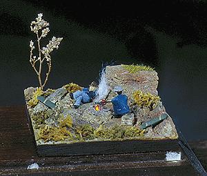 G-R-S Micro Liting 2000 HO Miniature Scene Hobo Camp W/Electronic Fire