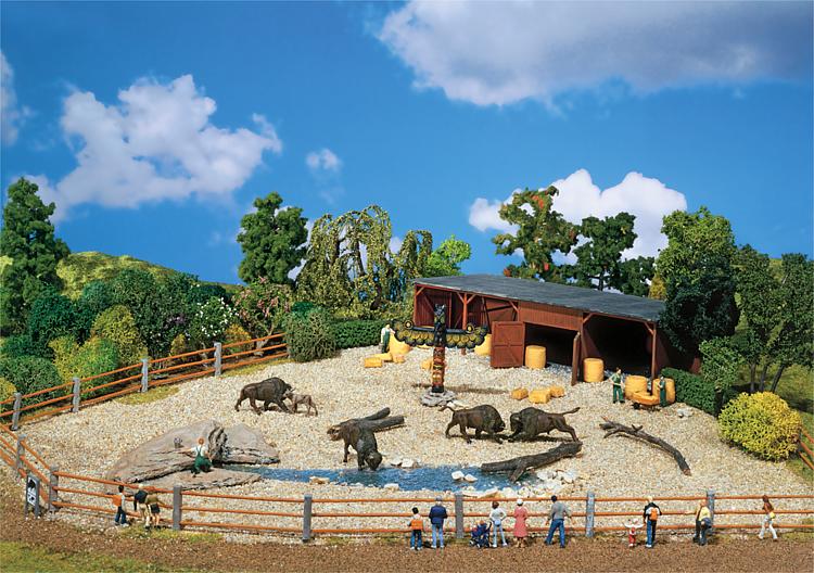 Faller 130565 Zoo Bison Display with Sheds and 5 Bison Figures Kit