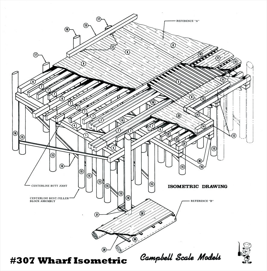 Campbell Scale Models 307 HO Scale Wharf Craftsman Building Kit