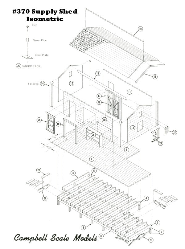 Campbell Scale Models 370 HO Supply Shed & Single Hand Car House Building Kit