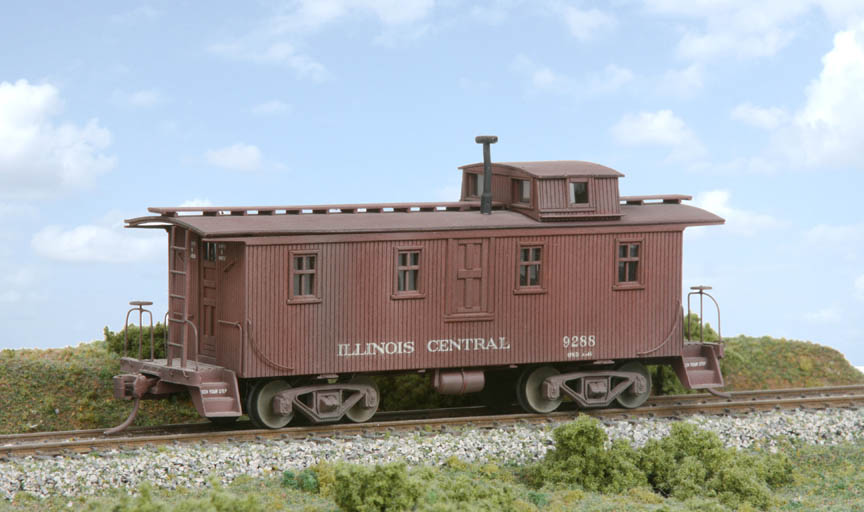 American Model Builders 852 Laser Art Illinois Central Caboose w/ Side Door Kit
