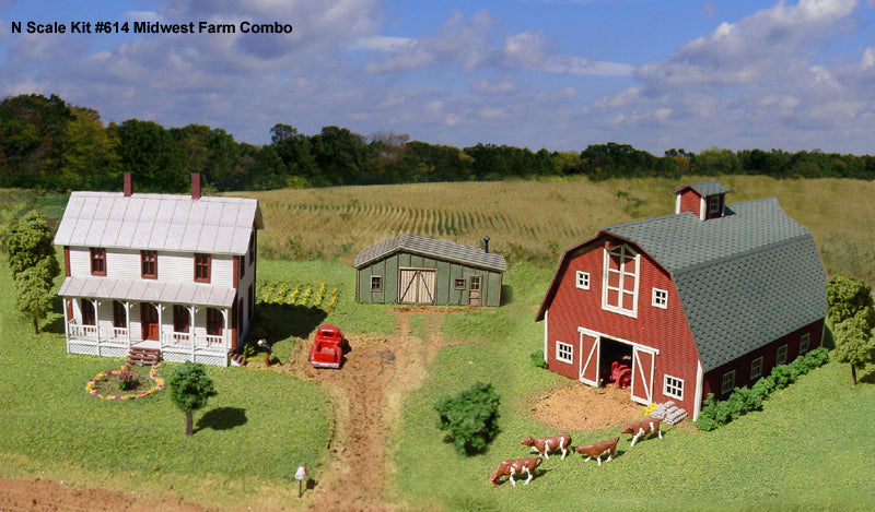 American Model Builders 614 Laser Art Midwest Farm Combo N Scale Kit