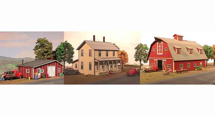 American Model Builders 178 HO Laser Art House Barn Shack Kit (Set of 3)