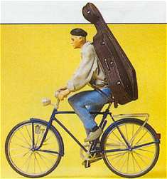 Preiser 45070 G Music Student On Bicycle Figure
