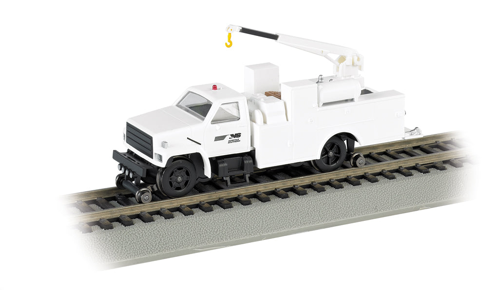 Bachmann 16902 HO Norfolk Southern MOW Hi-Rail Equipment Truck w/Crane (White)