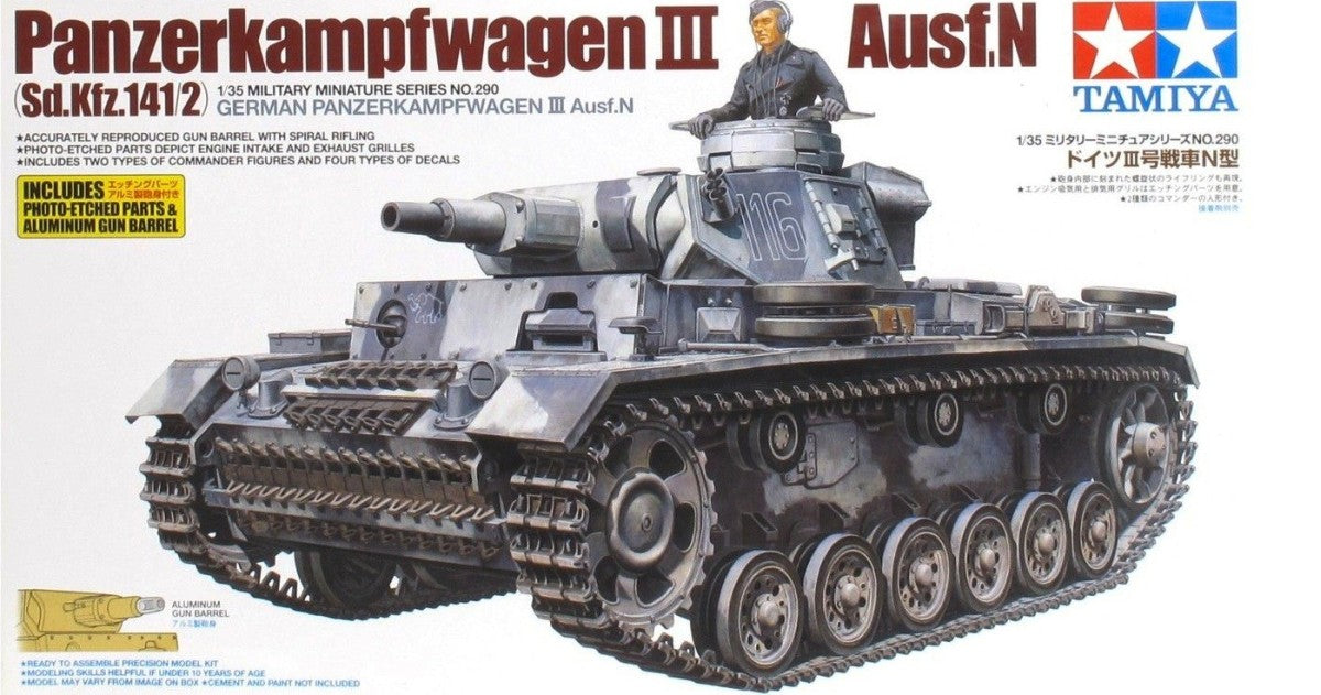 Tamiya 35290 1:35 PzKpfw III Ausf N Military Tank Model Kit