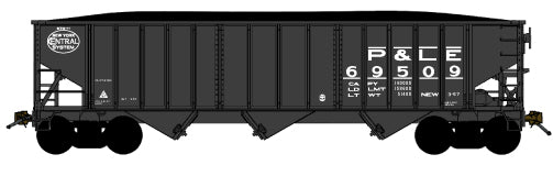 Bluford Shops 14162 N P&LE 70 Ton Ribside 3-Bay Open Hopper Car (Set of 2)