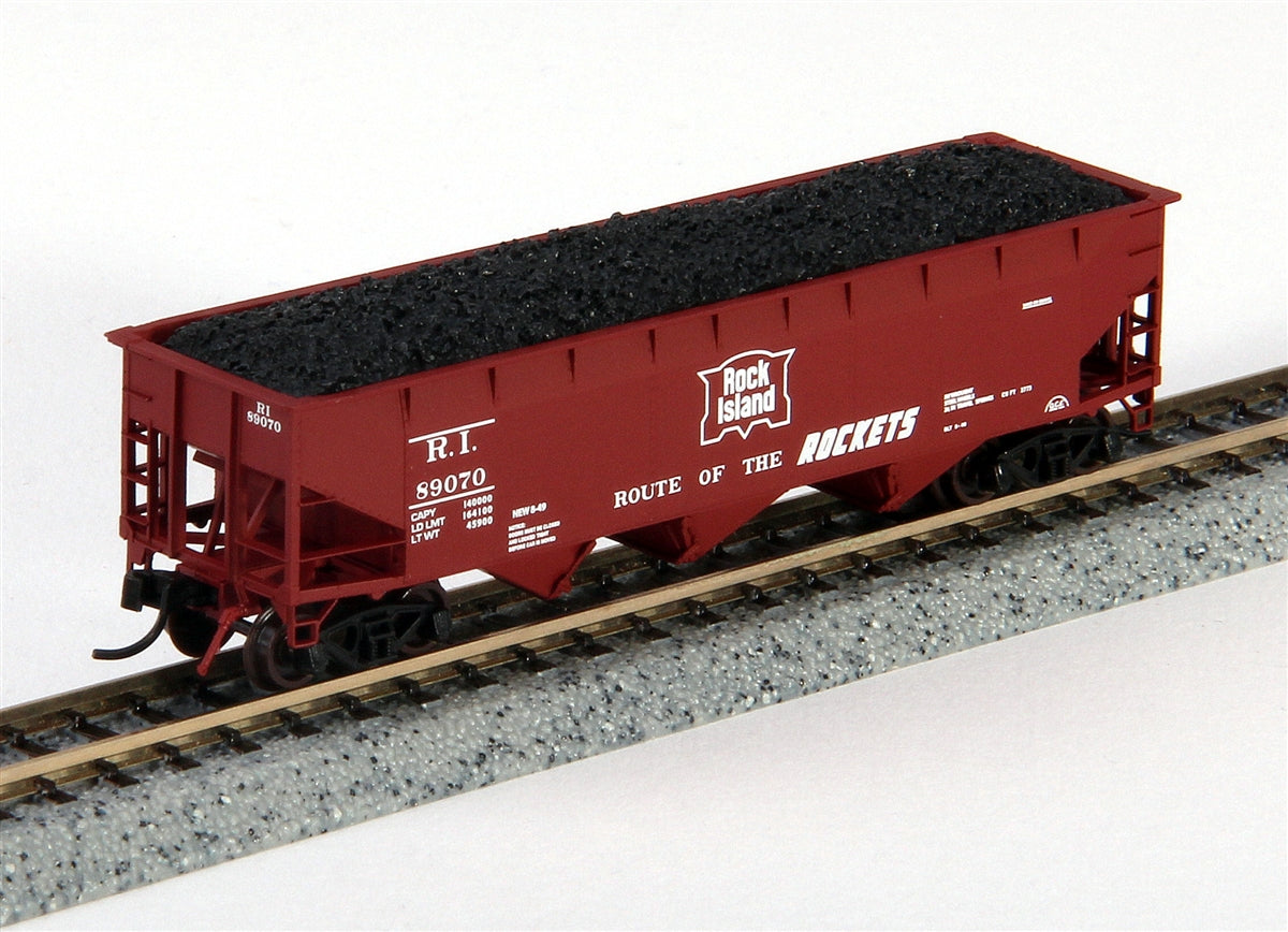 Bluford Shops 73512 N Rock Island 70 Ton Offset Side 3-bay Hopper Car (Set of 2)