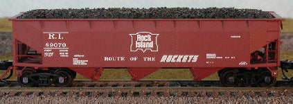 Bluford Shops 73512 N Rock Island 70 Ton Offset Side 3-bay Hopper Car (Set of 2)