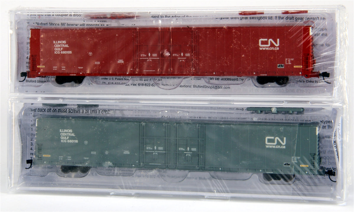 Bluford Shops 86472 N ICG 86' Double Door Auto Parts Boxcar (Set of 2)