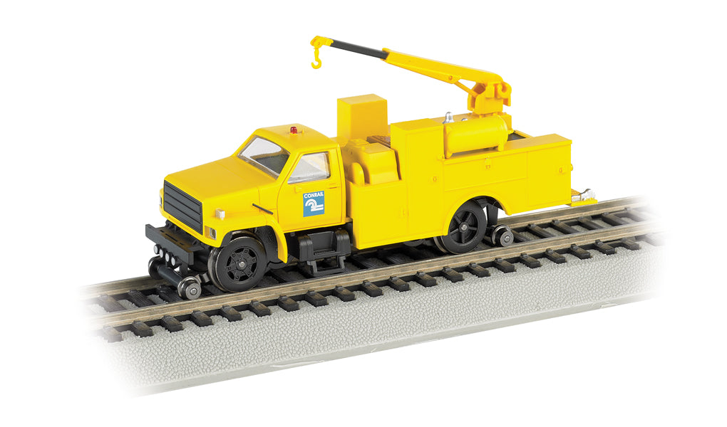 Bachmann 16903 HO Maintenance-of-Way Hi-Rail Equipment Truck w/Crane (Yellow)