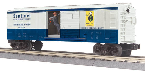 MTH 30-79379 O B&O Operating Boxcar w/Signal Man