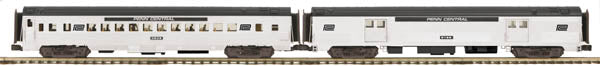 MTH 20-69209 Penn Central 70' Baggage/Coach Ribbed Passenger Cars (Set of 2)