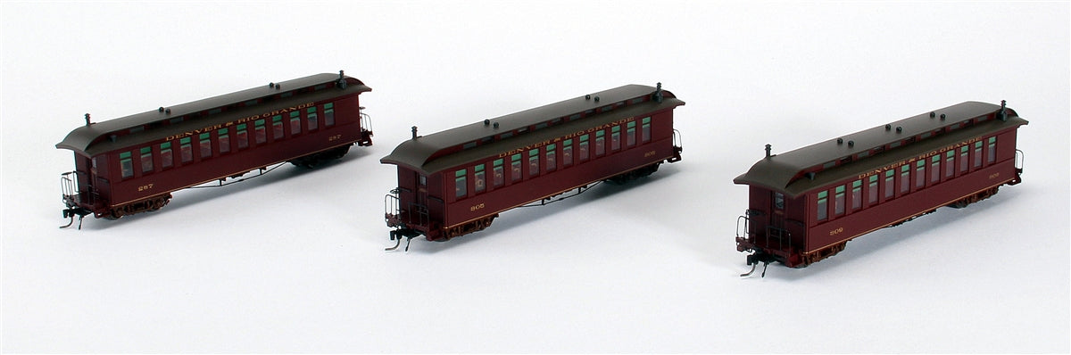 Blackstone Models B350110 HOn3 Scale D&RGW Open-Platform Coach Car Set