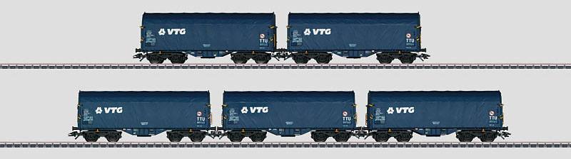 Marklin 47203 HO VTG Hamburg Type Shimmns 4-Axle Sliding-Tarp Car 5-Pack