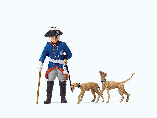 Preiser 54190 G Frederick II Of Prussia with Dogs Figures (Set of 3)