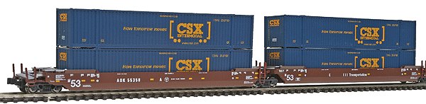 Kato 106-6170 N AOK MAXI-IV 53' Stack Cars w/CSX Containers