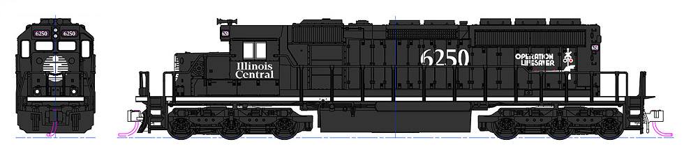 Kato 176-4958 N Scale Illinois Central SD40-2 Diesel Locomotive #6250
