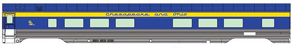 Walthers 920-9362 HO C&O Pere Marquette 85' PS 52-Seat Coach Fluted with Skirts