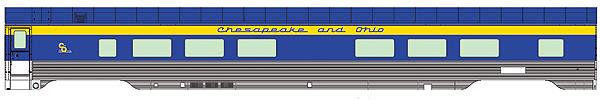 Walthers 9363 HO Chesapeake & Ohio 85' P-S 52-Seat Coach Fluted without Skirts